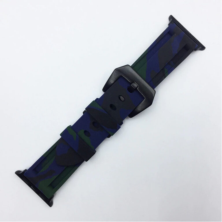 Camouflage Silicone Watch Band for Apple Watch Dark Blue.