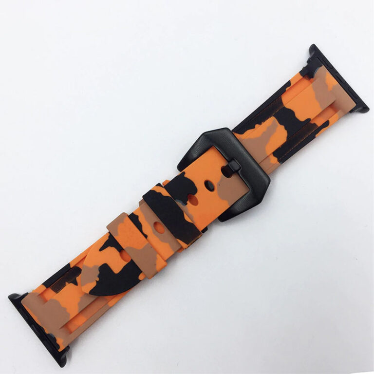 Camouflage Silicone Watch Band for Apple Watch Orange.
