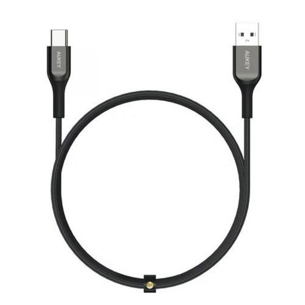 USB A To USB C Quick Charge 3.0 Kevlar Cable - 1.2M By Aukey CB-AKC1 - Black