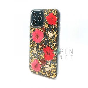 iPhone 12 Pro Max K-Doo Flower Series Anti-Shock Case Genuine bling Shining Mobile Back Cover - Red Flower