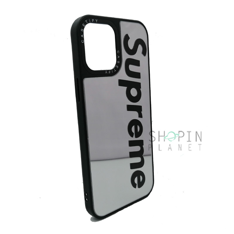 iPhone 12 Pro Max Silver Plated Phone Cover Supreme in Pakistan