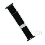 Apple Watch 42mm-44mm-45mm Braided Solo Loop Nylon Fabric Strap with Clip - Black - Image 2