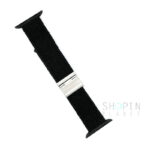 Apple Watch 42mm-44mm-45mm Braided Solo Loop Nylon Fabric Strap with Clip - Black