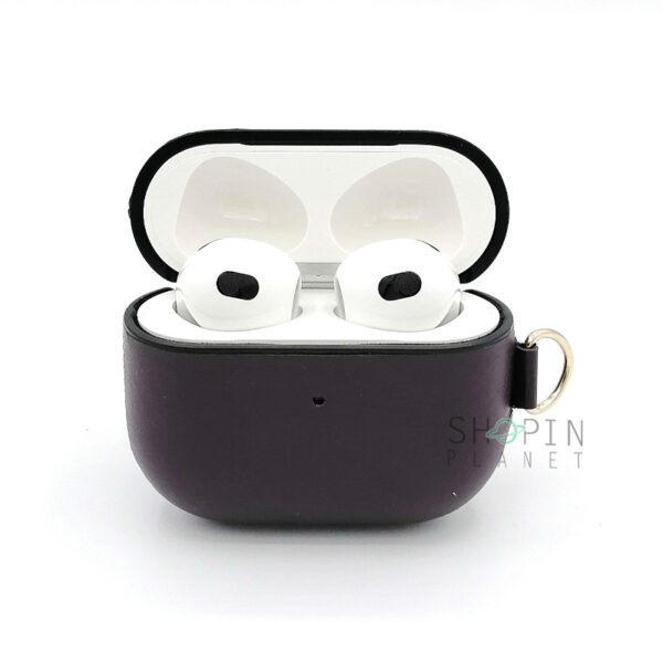 Airpods 3 Leather Case With Belt Clip - Dark Purple