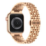 Apple Watch Strap 42mm/44mm/45mm,Tasikar Straps for Women Men Stainless Steel Replacement Band Adjustable Metal Strap Compatible for iWatch SE Series 7 6 5 4 3 2 1 - Rose Gold - Image 2