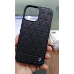 iPhone 13 Pro Max BMW Hexagon Pattern Luxurious Leather Case - Black - Image 6