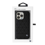 iPhone 13 Pro Max BMW Hexagon Pattern Luxurious Leather Case - Black - Image 4