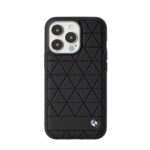 iPhone 13 Pro Max BMW Hexagon Pattern Luxurious Leather Case - Black - Image 2