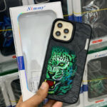 iPhone 14 Pro Embroidered Green Panther 360° Protection Creative Phone Case By Nimmy – Black