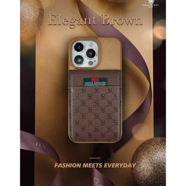 iPhone 13 Pro Max Santa Barbara Polo Racquet Club Hulda Leather Case with Card Sleeve -  Brown