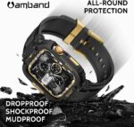 Apple Watch Band & Case amBand M1 Sport Rugged Style for Apple Watch 42 / 44 / 45 mm – Black Gold - Image 4