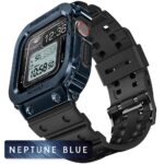 Apple Watch Band & Case amBand Classic Stainless Steel Bumper with TPU Military Strap for Apple Watch Series 6/SE/5/4 40 mm – Neptune Navy Blue