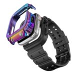 Apple Watch Band & Case amBand Classic Stainless Steel Bumper with TPU Military Strap for iWatch Series 6/SE/5/4 40mm – Nebula Purple Colorful - Image 2