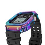 Apple Watch Band & Case amBand Classic Stainless Steel Bumper with TPU Military Strap for iWatch Series 6/SE/5/4 40mm – Nebula Purple Colorful - Image 4