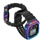 Apple Watch Band & Case amBand Classic Stainless Steel Bumper with TPU Military Strap for iWatch Series 6/SE/5/4 40mm – Nebula Purple Colorful - Image 5