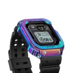 Apple Watch Band & Case amBand Classic Stainless Steel Bumper with TPU Military Strap for iWatch Series 6/SE/5/4 40mm – Nebula Purple Colorful - Image 6