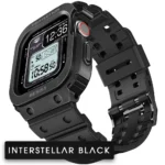 Apple Watch Band & Case amBand Classic Stainless Steel Bumper with TPU Military Strap for iWatch Series 7/6/SE/5/4 45mm/44mm – Interstellar Black