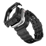 Apple Watch Band & Case amBand Classic Stainless Steel Bumper with TPU Military Strap for iWatch Series 7/6/SE/5/4 45mm/44mm – Interstellar Black - Image 2