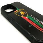 iPhone 13 Pro Max Glass Case With Printed LAMBORGHINI Brand Name Logo - Black - Image 3