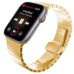 42mm-44mm-45mm Citizen Chain Stainless Steel Safe and Fashionable Strap for Apple Watch Series 3 4 5 6 7 SE- Gold