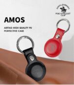 Polo Pu Leather Air Tag Keyring - Black