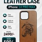 Apple iPhone 14 Pro Max Customized Leather Case Bike Engraved