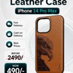 Apple iPhone 14 Pro Max Customized Leather Case Eagle Engraved