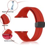 42mm-44mm-45mm-49mm Apple Watch Band Magnetic Band D-buckle Silicone Sport Strap Replacement Wrist Band for Apple Series 8/ultra/7/SE/6/5/4/3/2/1,Women men iWatch Bands - Red