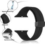 42mm-44mm-45mm-49mm Apple Watch Band Magnetic Band D-buckle Silicone Sport Strap Replacement Wrist Band for Apple Series 8/ultra/7/SE/6/5/4/3/2/1,Women men iWatch Bands Black