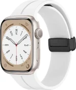 42mm-44mm-45mm-49mm Apple Watch Band Magnetic Band D-buckle Silicone Sport Strap Replacement Wrist Band for Apple Series 8/ultra/7/SE/6/5/4/3/2/1,Women men iWatch Bands White - Image 2