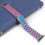 42mm-44mm-45mm Apple Watch Stainless Steel Chain Strap with Folding Clasp - Multi Color