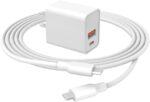 20W USB-C Fast Charger for iPad Pro 12.9 inch (6th Generation) 2022 Tablet A2436 A2764 A2437 A2766 with 2 Charging Ports and C-C AC Power Supply Adapter Cord Cable - White