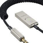 Aux to Bluetooth Receiver for Car - Bluetooth 5.1 Adapter 3.5 mm Bluetooth Adapter for Car with Built-in Microphone for Hands-Free Car Kits- Black