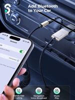 Aux to Bluetooth Receiver for Car - Bluetooth 5.1 Adapter 3.5 mm Bluetooth Adapter for Car with Built-in Microphone for Hands-Free Car Kits- Black - Image 4