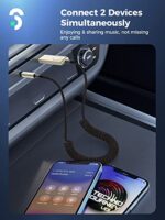 Aux to Bluetooth Receiver for Car - Bluetooth 5.1 Adapter 3.5 mm Bluetooth Adapter for Car with Built-in Microphone for Hands-Free Car Kits- Black - Image 3