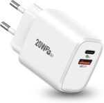 Aifulo 20 W USB C Power Adapter Charging Plug, USB C Power Supply PD3.0 Fast Charger 2-Port - White