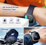 Pack Of 4 iVoler Screen Protector Tempered Glass for Fitbit Sense/Versa 3 - Transparent + Blue + Black + Grey - Image 4