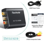 RCA AV To HDMI, 1080P RCA Composite CVBS AV To HDMI Video Audio Converter Adapter PAL/NTSC - Black - Image 4