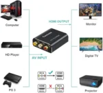 RCA AV To HDMI, 1080P RCA Composite CVBS AV To HDMI Video Audio Converter Adapter PAL/NTSC - Black - Image 3