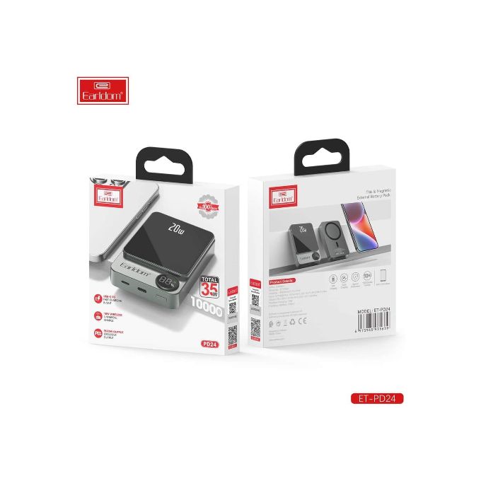 4 Earldom PD24 10000mAh Wireless Power Bank 20W Magnetic Mini Fast Charger External Battery - Image 1