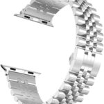 42mm-44mm-45mm-49mm Apple Watch Stainless Steel Chain Strap with Folding Clasp - Silver