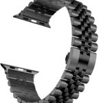 42mm-44mm-45mm-49mm Apple Watch Stainless Steel Chain Strap with Folding Clasp - Black