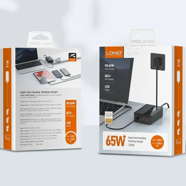 LDNIO A4808Q 65W Desktop Fast Charger - Black