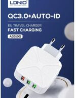 LDNIO A3310Q 3 USB Ports Fast Charger Type C - White - Image 2
