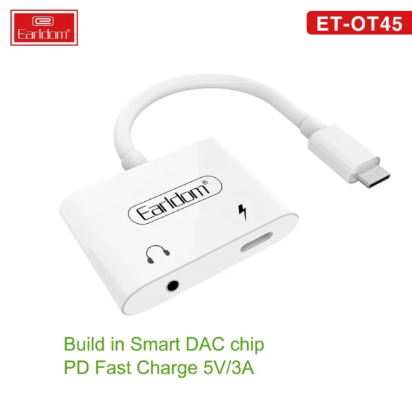 Earldom OT45 2in1Type-C Adapter Jack - White