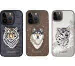 iPhone 15 Pro Max Savanna Series 3D Embroidered White Tiger Leather Case - White - Image 2