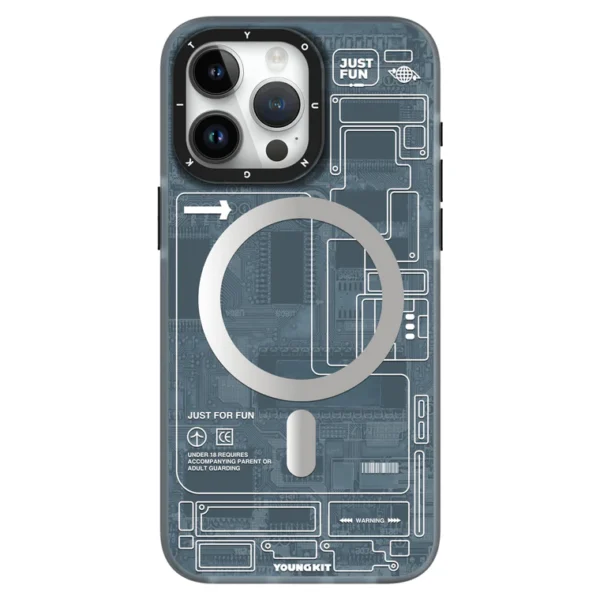 iPhone 16 Pro Max Young kit Futuristic Circuit Board Magsafe Case – Grey