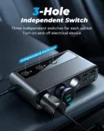 Joyroom JR-CL06 154W Car Charger Adapter with 3 Sockets+6 Ports PD+QC3.0+USB*4 - Black - Image 2