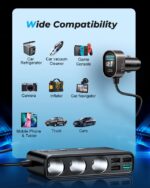 Joyroom JR-CL06 154W Car Charger Adapter with 3 Sockets+6 Ports PD+QC3.0+USB*4 - Black - Image 5