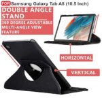 Samsung Tab 360 Degree Rotating Leather Case Cover For A9/A9 Plus A8/A7/A7 lite/S5e/S4/S3 - Black - Image 3